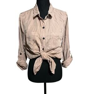 Universal Thread Dusty Pink Tan Button Front Oversized Top Women's M Medium